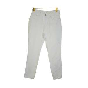 Superdown White Cropped Mom Jeans Straight Leg Distressed Cuffs Size 26 Coastal